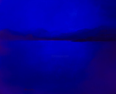 「Azul」というタイトルの絵画 Javier Docampoによって, オリジナルのアートワーク, オイル ウッドストレッチャーフレームにマウント