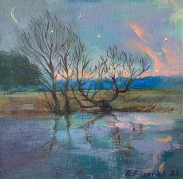 Spring Flood Painting titled "Spring Flood" by Ruzhana Filipovich, Original Artwork, Oil