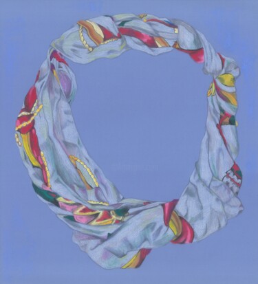 Tekening getiteld "Scarf One" door Kristine Facchetti, Origineel Kunstwerk, Pastel