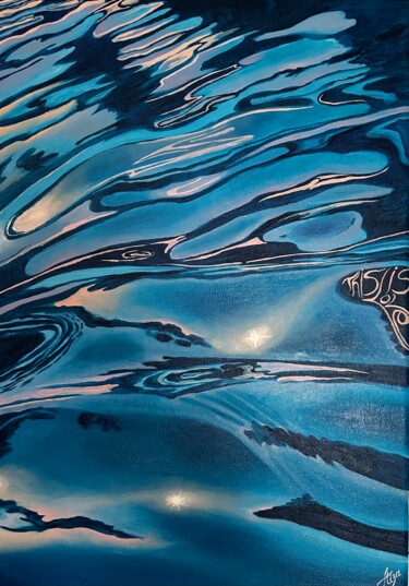 Schilderij getiteld "Serenity" door Ayza, Origineel Kunstwerk, Olie Gemonteerd op Frame voor houten brancard
