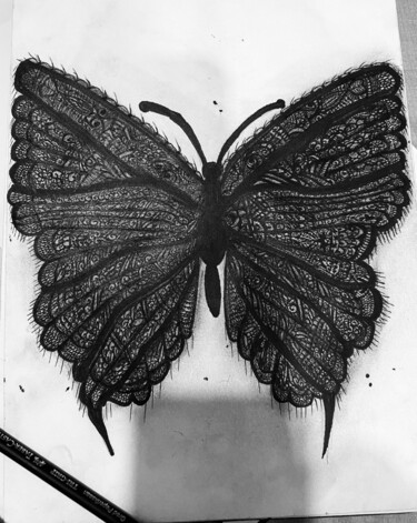 Σχέδιο με τίτλο "Whispers in lace" από Aya Al-Sunaidar, Αυθεντικά έργα τέχνης, Μαρκαδόρος