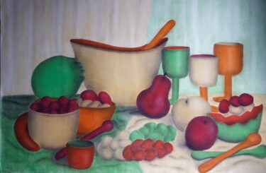 Salade de fruits Tekening getiteld "Salade de fruits" door Ginette Guevremont, Origineel Kunstwerk, Pastel