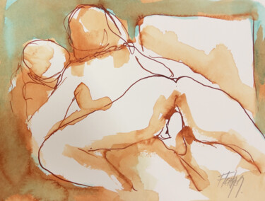 图画 标题为“Quand tu me réveill…” 由Stewart Fletcher, 原创艺术品, 墨