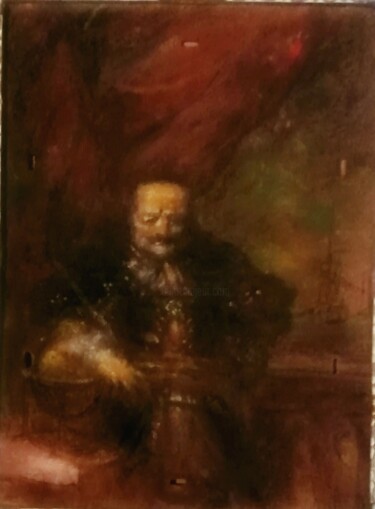 Portrait d'un Marinier aux Abords de la Mer Painting titled "Portrait d'un Marin…" by Amazeigh Bouzékri, Original Artwork, Oil Mounted on Wood Panel
