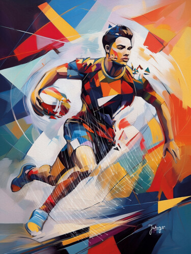 Handball, sport explosif 数字艺术 标题为“Handball, sport exp…” 由Joelle Wenger, 原创艺术品, AI生成的图像