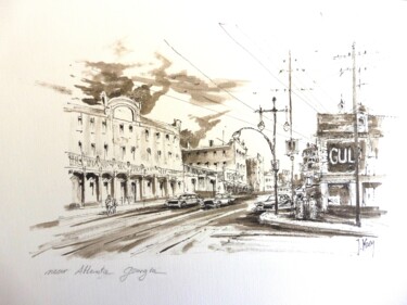 Tekening getiteld "USA Paysage urbain 1" door Koen De Weerdt, Origineel Kunstwerk, Inkt
