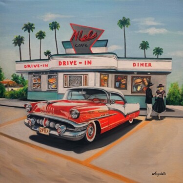 American graffiti Schilderij getiteld "American graffiti" door Anna Rita Angiolelli, Origineel Kunstwerk, Olie Gemonteerd op Frame voor houten…