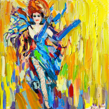 Songstress II From Feminine Energy Series Schilderij getiteld "Songstress II From…" door Göknil Gümüş Sungurtekin, Origineel Kunstwerk, Olie Gemonteerd op Frame voor…