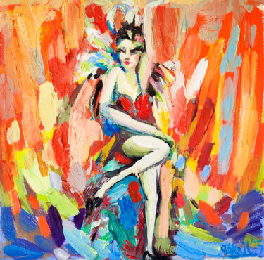 Songstress IV From Feminine Energy Series Schilderij getiteld "Songstress IV From…" door Göknil Gümüş Sungurtekin, Origineel Kunstwerk, Olie Gemonteerd op Frame voor…