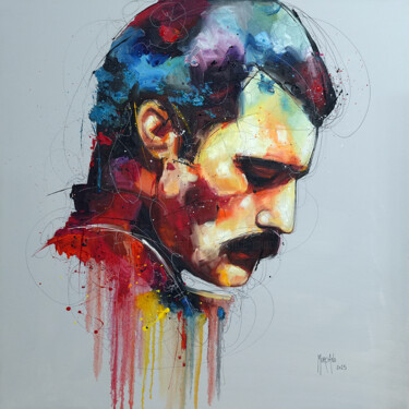 "Freddie Mercury" başlıklı Tablo Patrice Murciano tarafından, Orijinal sanat, Petrol Ahşap Sedye çerçevesi üzerine monte edi…