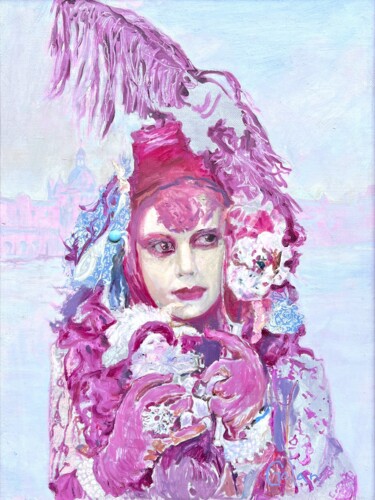Portrait in Red Frame 「Portrait in Red Fra…」というタイトルの絵画 Igor Galanによって, オリジナルのアートワーク, オイル ウッドストレッチャーフレームにマウント