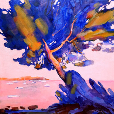 Painting titled "The world in pink" by Irina Tikhonova, Original Artwork, Acrylic Mounted on Wood Stretcher frame