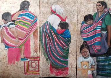 MATERNITY -triptych Pittura intitolato "MATERNITY -triptych" da Ana Candioti, Opera d'arte originale, Acrilico