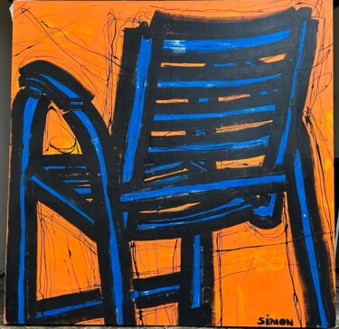제목이 "Grande Chaise Bleue…"인 미술작품 Simon로, 원작, 아크릴 나무 들것 프레임에 장착됨