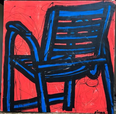 제목이 "Grance Chaise Bleue…"인 미술작품 Simon로, 원작, 아크릴 나무 들것 프레임에 장착됨