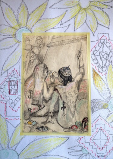 Schilderij getiteld "Fantasy with Flower…" door Rakhmet Redzhepov, Origineel Kunstwerk, Aquarel
