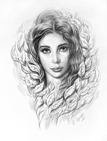 图画 标题为“Girl like a flower” 由Ruslan Vigovsky, 原创艺术品, 铅笔