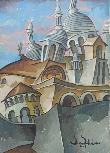 Painting titled "Сакре-Кёр (Париж)" by Svetlana Sokolova, Original Artwork, Gouache