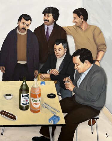 Au café harki de Barbès Pittura intitolato "Au café harki de Ba…" da Anna D., Opera d'arte originale, Acrilico