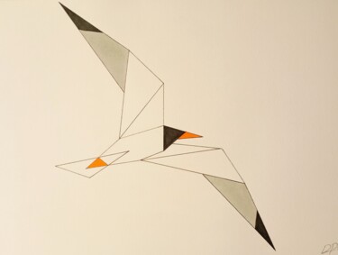 Tekening getiteld "Seagull-10" door David Pérez Tavernier, Origineel Kunstwerk, Inkt