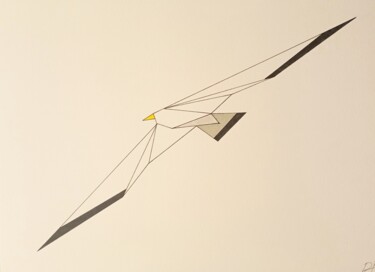 Tekening getiteld "Seagull-20" door David Pérez Tavernier, Origineel Kunstwerk, Inkt
