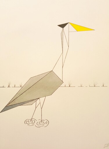 Drawing titled "Crane-10" by David Pérez Tavernier, Original Artwork, Ink