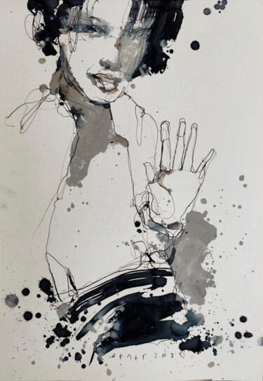 Painting titled "Ciao!" by Viktor Sheleg, Original Artwork, Ink