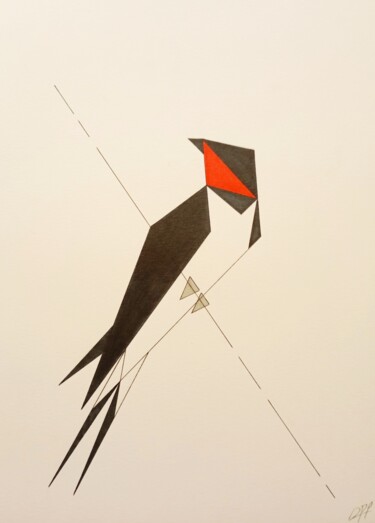 "Swallow-10" başlıklı Resim David Pérez Tavernier tarafından, Orijinal sanat, Mürekkep