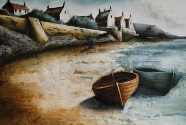 Pittura intitolato "All At Sea" da Lou Harris, Opera d'arte originale, Olio