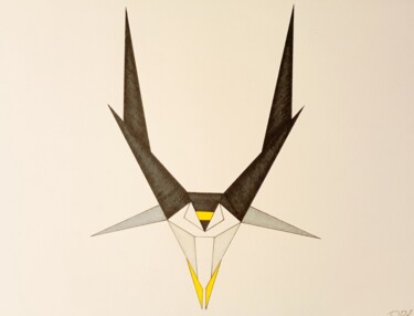 Рисунок под названием "Hawk-10" - David Pérez Tavernier, Подлинное произведение искусства, Чернила