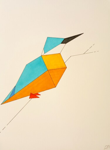 Tekening getiteld "Puffin-10" door David Pérez Tavernier, Origineel Kunstwerk, Inkt