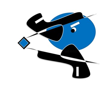 Digitale Kunst mit dem Titel "KI blau" von Simone Hardt, Original-Kunstwerk, Digitale Malerei