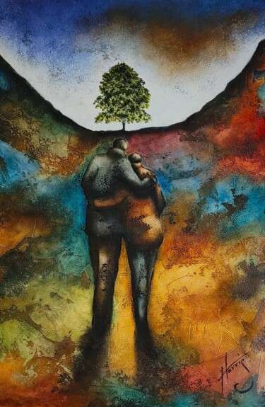 Painting titled "Contemplation" by Lou Harris, Original Artwork, Oil