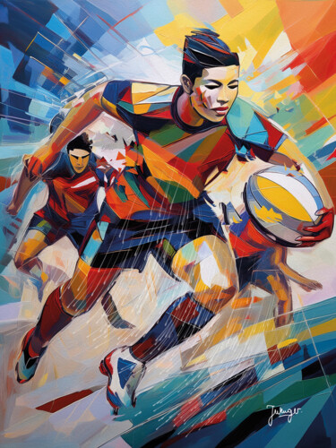 Le Rugby, de belles valeurs Digital Arts με τίτλο "Le Rugby, de belles…" από Joelle Wenger, Αυθεντικά έργα τέχνης, Εικόνα που δημιουργήθηκε με AI