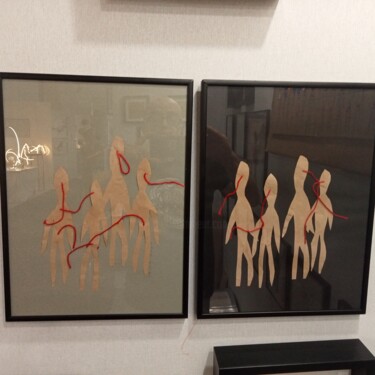 Collages titled "Les esprits" by Jean Champon, Original Artwork, Collages Mounted on Cardboard