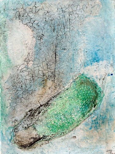 Schilderij getiteld "Seenlandschaft I" door Christine Krey, Origineel Kunstwerk, Acryl Gemonteerd op Frame voor houten branc…