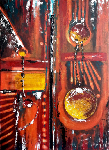 Resonance of Time Schilderij getiteld "Resonance of Time" door Iliana Ovtcharova, Origineel Kunstwerk, Acryl Gemonteerd op Frame voor houten b…