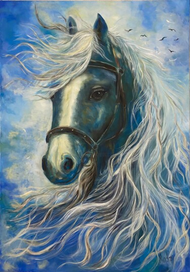 Schilderij getiteld "Rüzgarın Ruhu" door Alyan, Origineel Kunstwerk, Olie