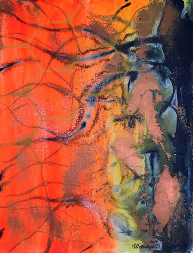Painting titled "The candle was burn…" by Olga Melezhik, Original Artwork, Acrylic Mounted on Wood Stretcher frame