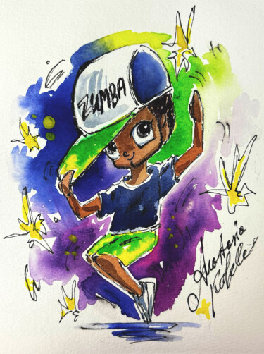 Zumba-Style Cartoon Man - Playful African American Character