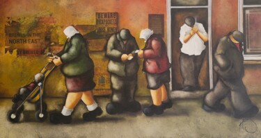 Schilderij getiteld "The Temptations" door Lou Harris, Origineel Kunstwerk, Olie