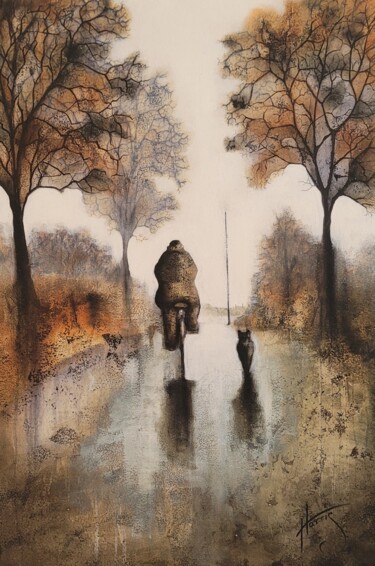 Schilderij getiteld "The Walk" door Lou Harris, Origineel Kunstwerk, Olie