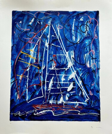 Printmaking titled "regata" by Mario Schifano, Original Artwork, Screenprinting