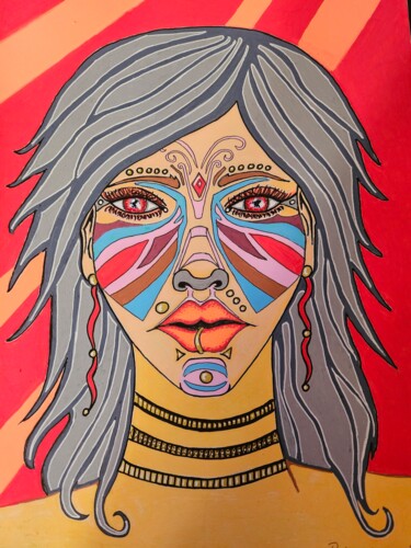 Dibujo titulada "Peintures de paix" por Christina Willaime (Tinachoupy), Obra de arte original, Rotulador