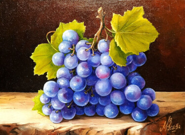 Nature morte avec des raisins, toile sur carton. 绘画 标题为“Nature morte avec d…” 由Marina Mamonchik, 原创艺术品, 油 安装在纸板上