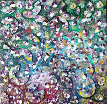 Painting titled "Mandalas fleuris" by Myriam Carbonnier, Original Artwork, Acrylic Mounted on Wood Stretcher frame