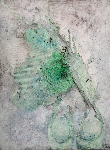 Painting titled "Seenlandschaft II" by Christine Krey, Original Artwork, Acrylic Mounted on Wood Stretcher frame
