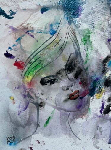 Pittura intitolato "Rainbow soul" da Katerina Anchugova, Opera d'arte originale, Acquarello