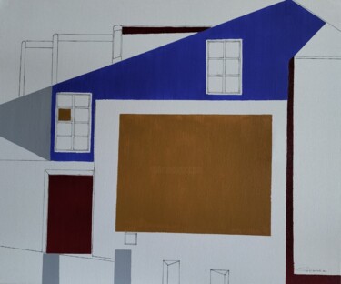 Pintura titulada "Das blaue Haus am P…" por Scarabeo, Obra de arte original, Acrílico Montado en Bastidor de camilla de made…