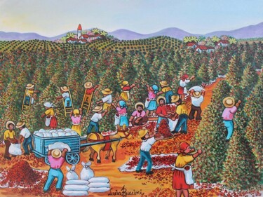 Pintura intitulada "Champs de café brés…" por Lucia Buccini, Obras de arte originais, Óleo